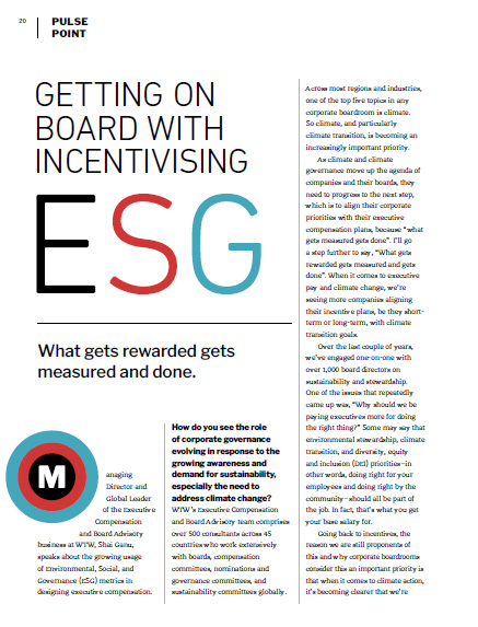 Getting On Board With Incentivising ESG