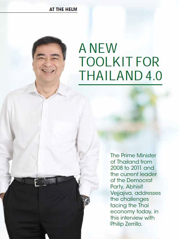A new toolkit for Thailand 4.0: An interview with the former Prime Minister of Thailand, Abhisit Vejjajiva